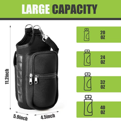 Stay Hydrated in Style: Magnetic Gym Water Bottle Carrier with Phone Pocket & Adjustable Strap - 6 Strong Magnets for Ultimate Convenience