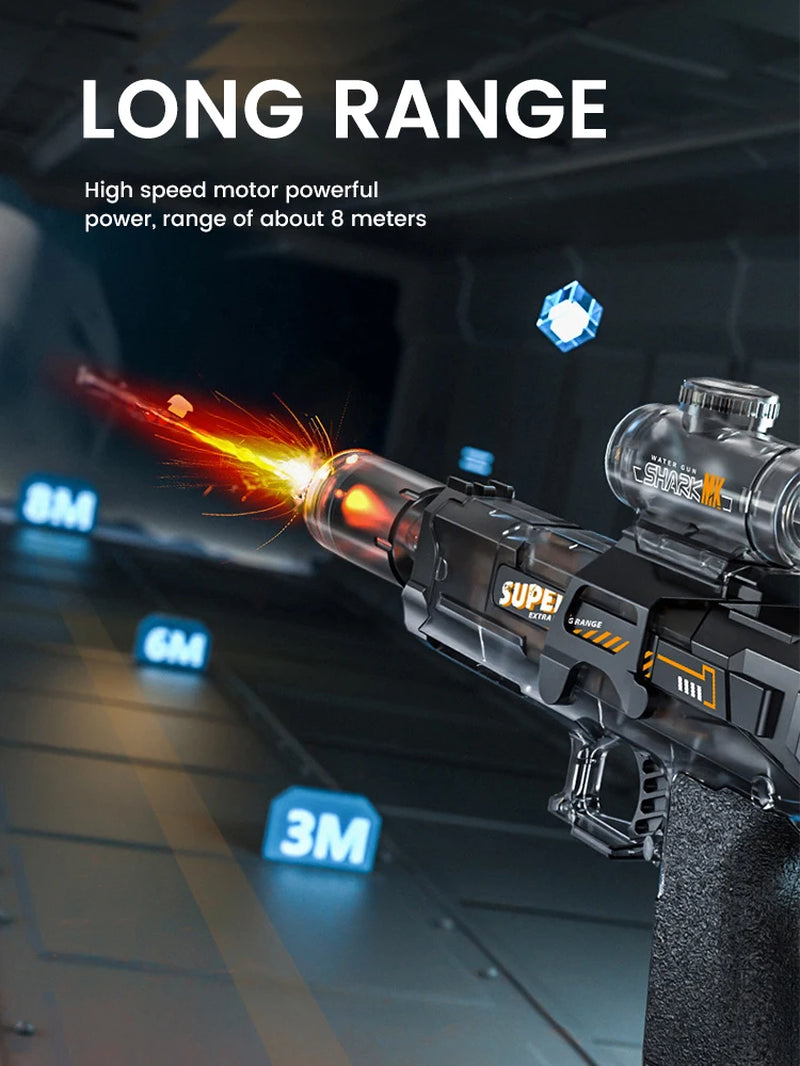 Exciting Children's Simulated Flame Electric Water Gun - Perfect for Summer Beach and Pool Fun with Automatic Sensor Lights!