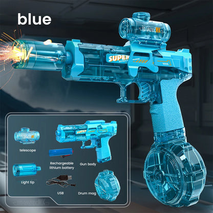 Exciting Children's Simulated Flame Electric Water Gun - Perfect for Summer Beach and Pool Fun with Automatic Sensor Lights!
