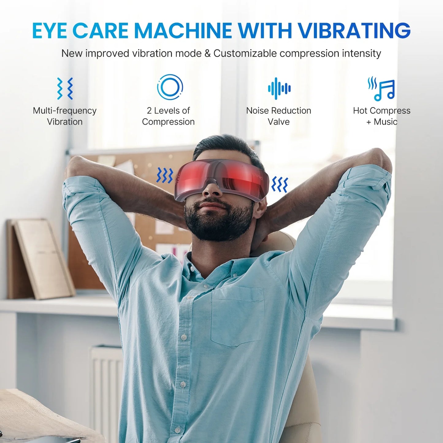 Heated Eye Massager with Adaptive Temple Massage - Relax and Revitalize Your Eyes with Compression and Heat