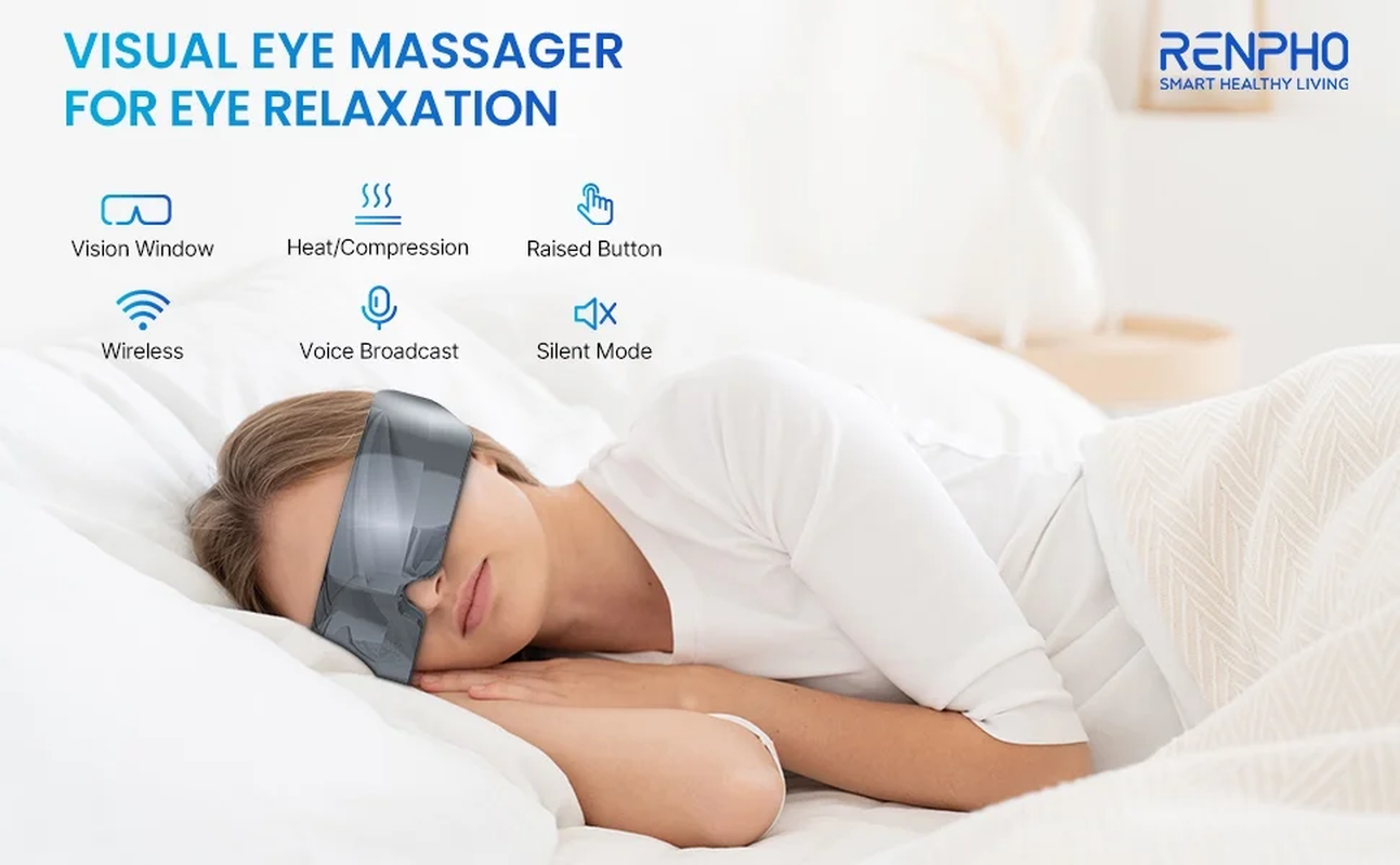 Heated Eye Massager with Adaptive Temple Massage - Relax and Revitalize Your Eyes with Compression and Heat