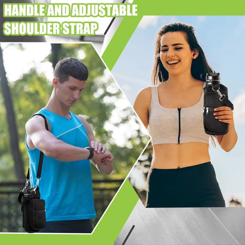 Stay Hydrated in Style: Magnetic Gym Water Bottle Carrier with Phone Pocket & Adjustable Strap - 6 Strong Magnets for Ultimate Convenience