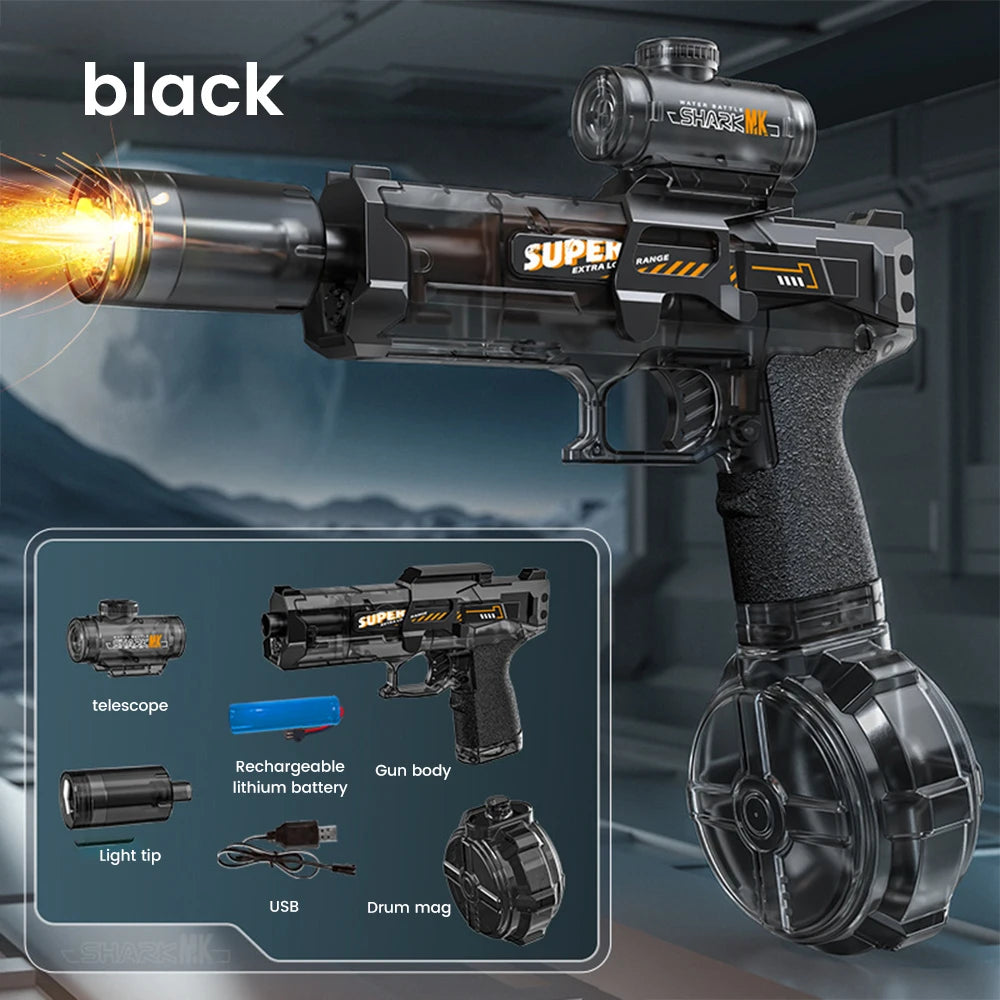 Exciting Children's Simulated Flame Electric Water Gun - Perfect for Summer Beach and Pool Fun with Automatic Sensor Lights!