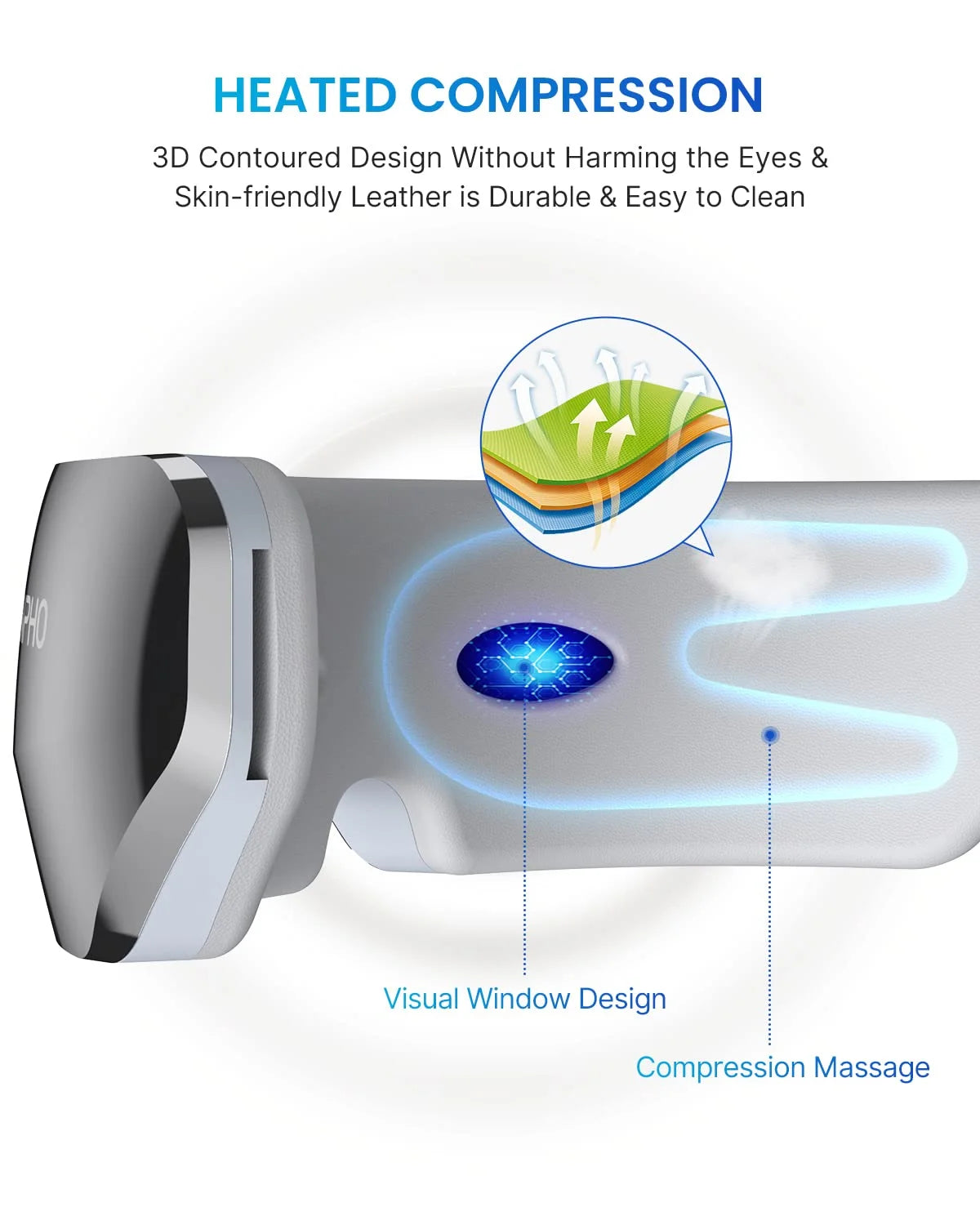 Heated Eye Massager with Adaptive Temple Massage - Relax and Revitalize Your Eyes with Compression and Heat