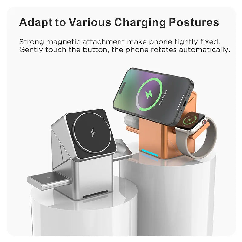 Experience Ultimate Convenience with the 2025 Portable 25W Qi2 Magnetic 3-in-1 Fast Charging Stand