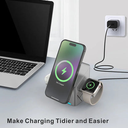 Experience Ultimate Convenience with the 2025 Portable 25W Qi2 Magnetic 3-in-1 Fast Charging Stand