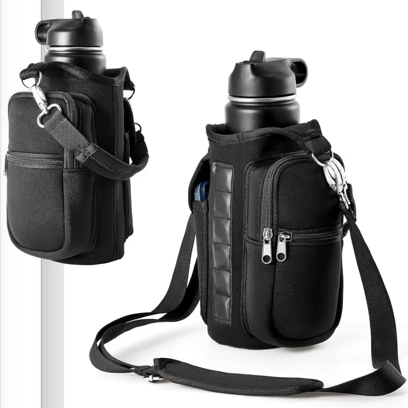 Stay Hydrated in Style: Magnetic Gym Water Bottle Carrier with Phone Pocket & Adjustable Strap - 6 Strong Magnets for Ultimate Convenience