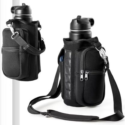 Stay Hydrated in Style: Magnetic Gym Water Bottle Carrier with Phone Pocket & Adjustable Strap - 6 Strong Magnets for Ultimate Convenience