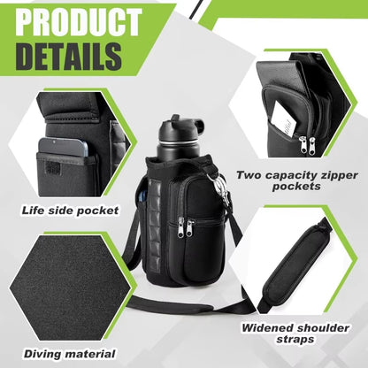 Stay Hydrated in Style: Magnetic Gym Water Bottle Carrier with Phone Pocket & Adjustable Strap - 6 Strong Magnets for Ultimate Convenience