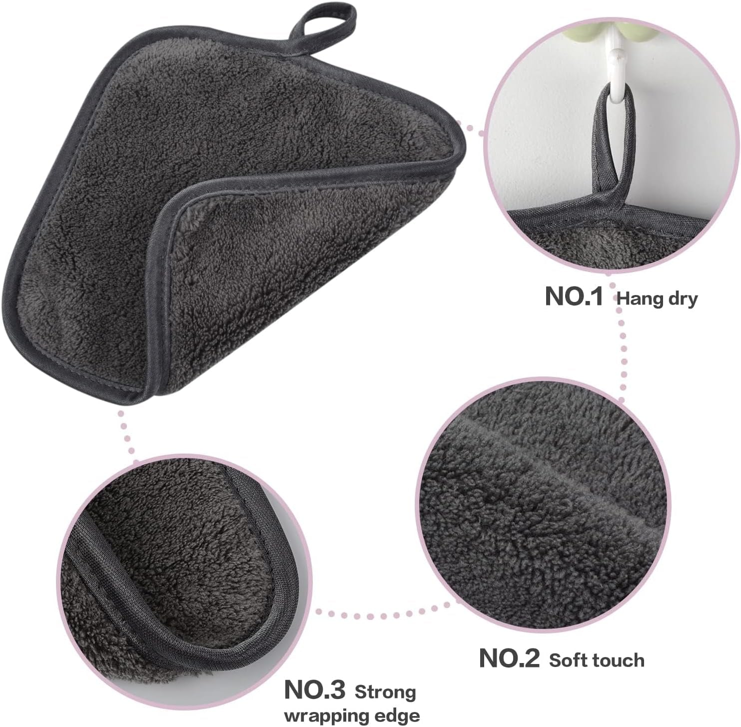 12 Pcs Microfiber Makeup Remover Cloth Soft Facial Cleansing Cloths Absorbent Washcloth Face Cloths with Laundry Bag Grey15X15 Cm